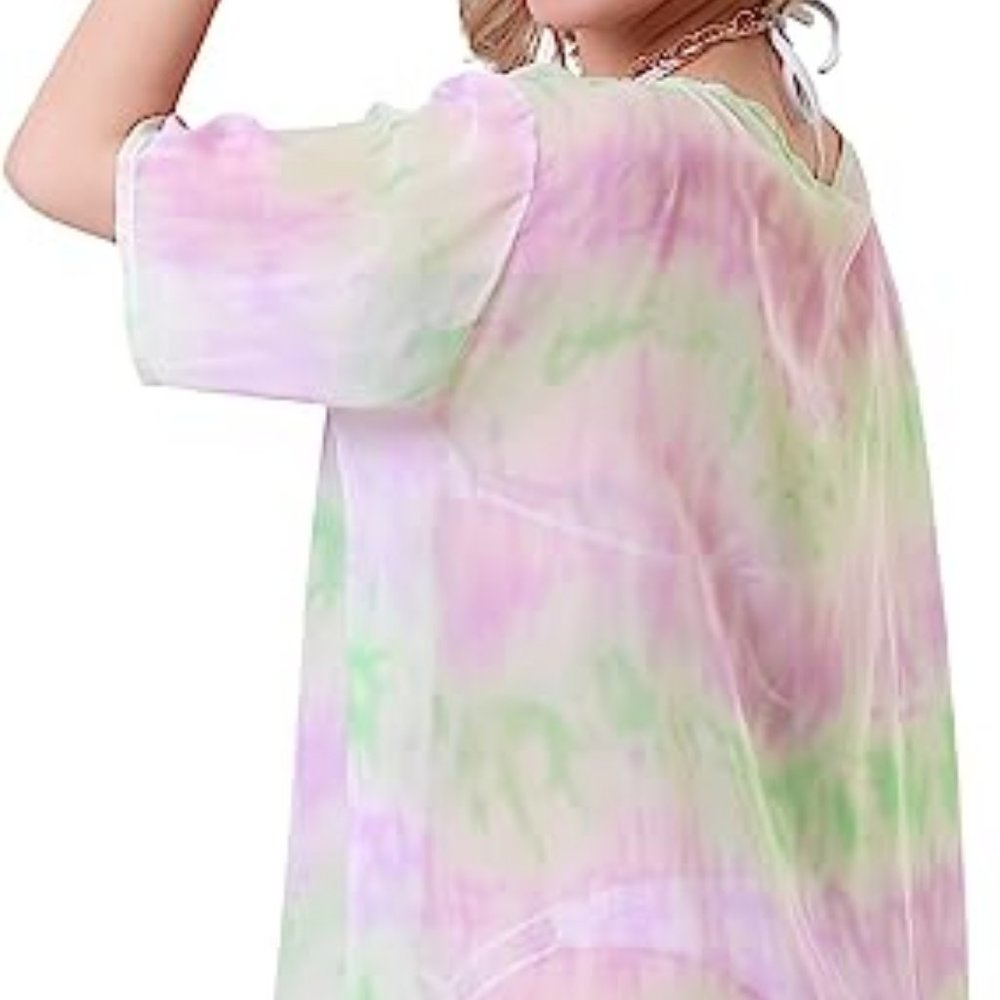 Women's Printed Chiffon Kimono Cardigan Cover Up - Picture 5 of 6